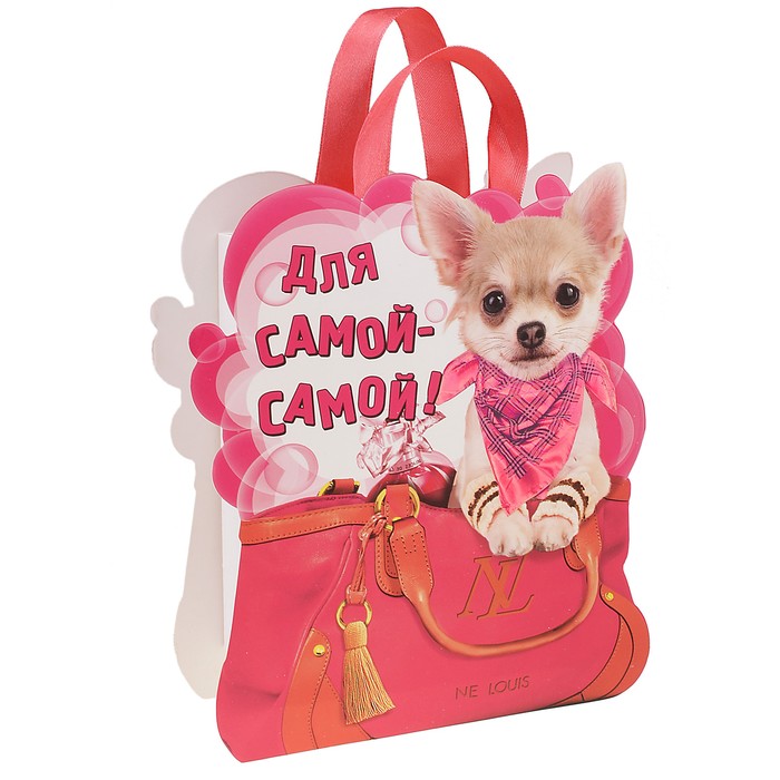 Пакет открытка с блёстками «Для самой–самой»