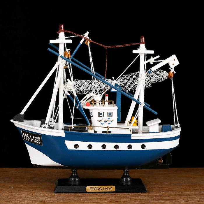 корабль сувенирный малый адмирал грейг Корабль сувенирный «Ида», малый, голубые борта, сетка