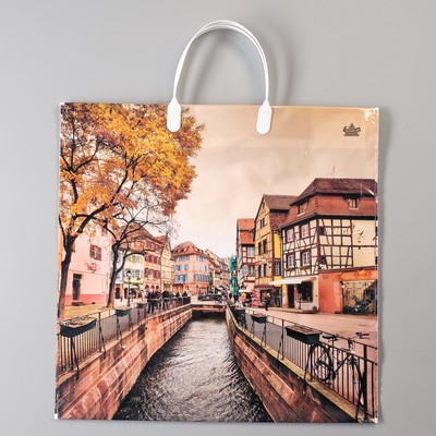 Пакет "Осенний город", полиэтиленовый с пластиковой ручкой, 36 х 37 см, 100 мкм