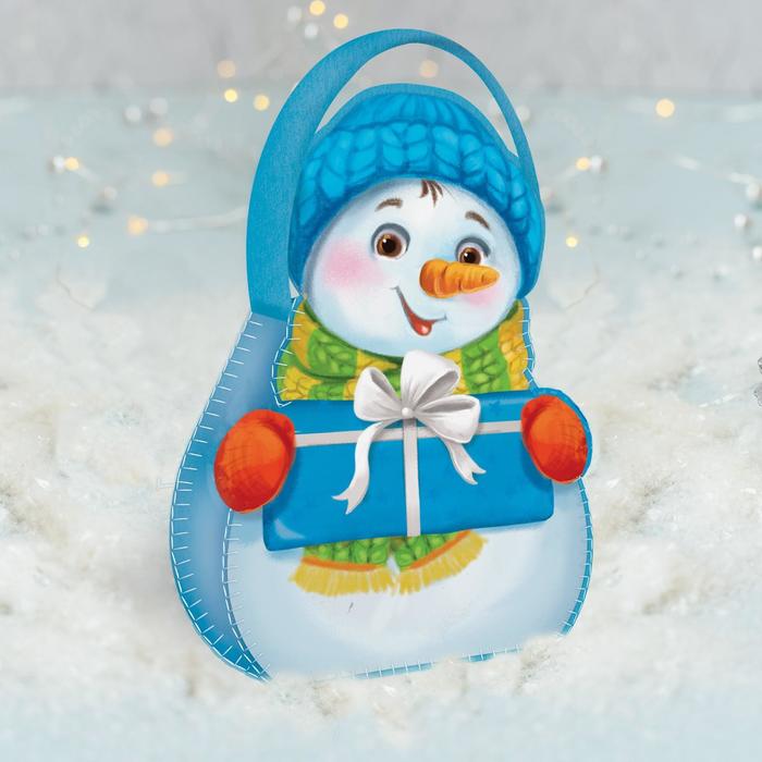 Новогодняя сумочка из фетра «Снеговик с подарочком»
