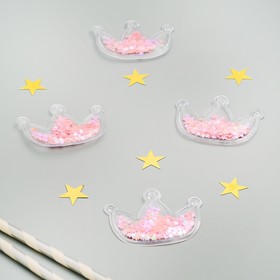 

Декор для творчества «Корона» набор 4 шт, размер 1 шт: 0,5×5×4 см, цвет розовый