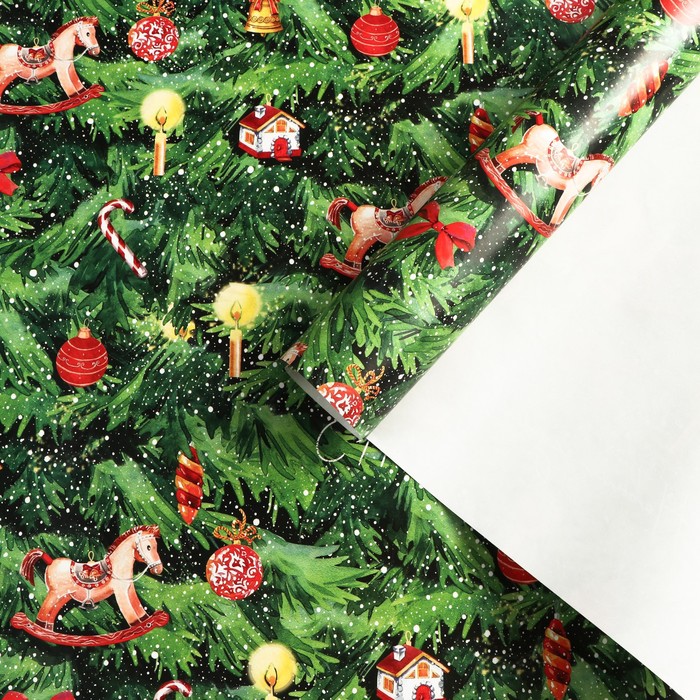 Бумага упаковочная глянцевая «Новогодняя ёлка», 70 × 100 см бумага упаковочная глянцевая пионы 70 × 100 см