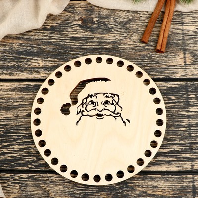 Заготовка для вязания "Круг Дед Мороз", фанера 3мм 15 см