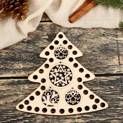 Заготовка для вязания "Ёлка резная" фанера 3мм 15 см