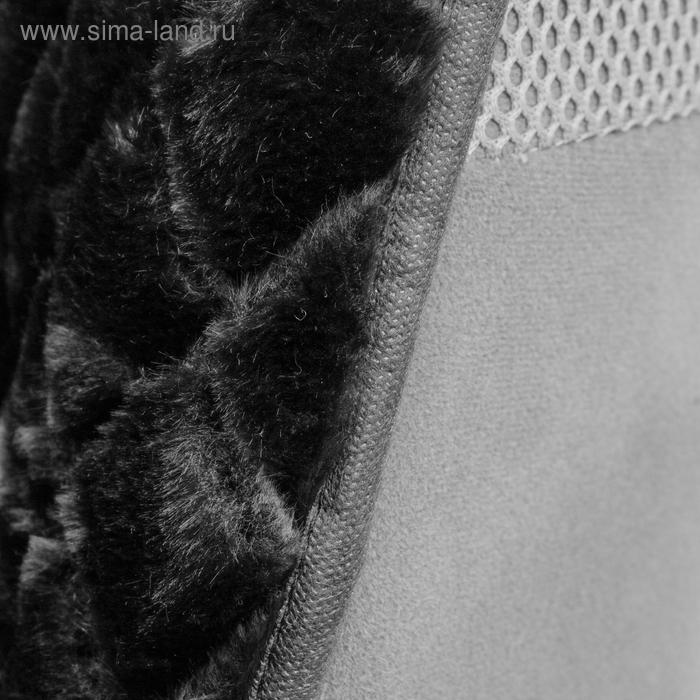фото Накидка на переднее сиденье, искусственный мех, ромб, размер 55 х 135 см, черный