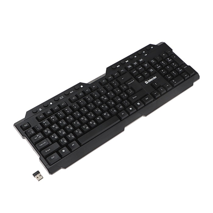 Клавиатура Defender Element HB-195 RU, беспроводная, мембранная, 114 клав, USB, черная клавиатура defender element hb 520 usb ru черный