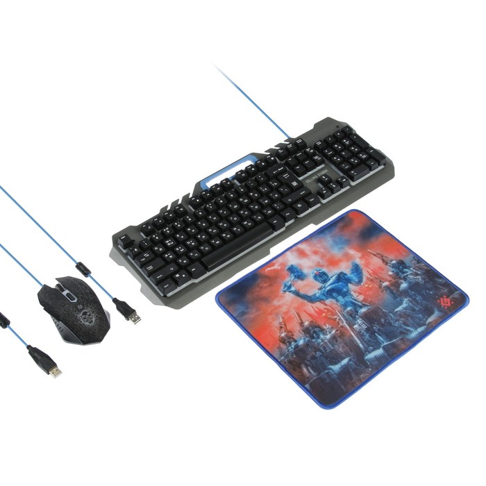 Игровой набор Defender Killing Storm MKP-013L RU,клавиатура+мышь+коврик,проводной,мембранный