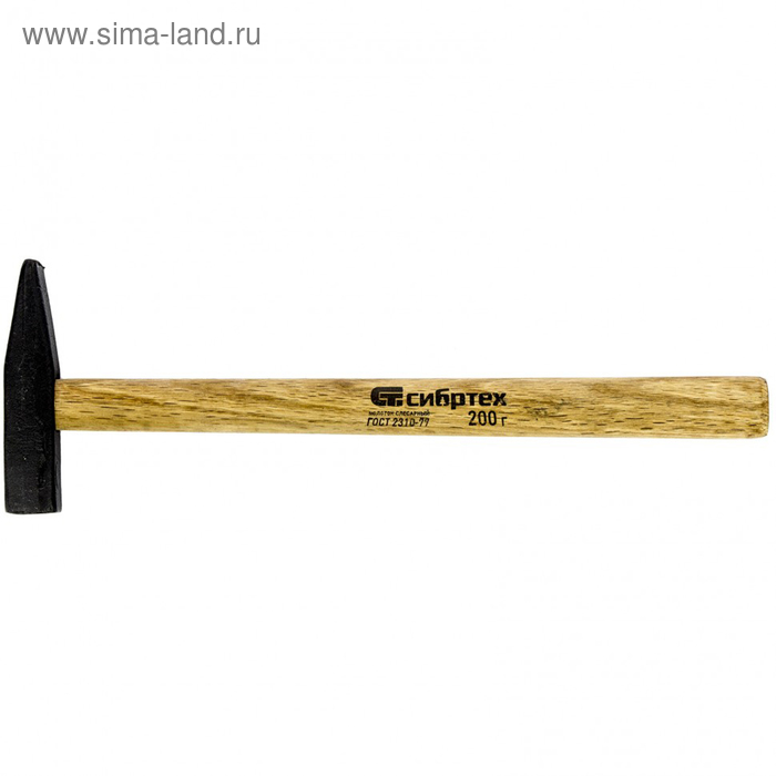 фото Молоток "сибртех" 10211, слесарный, квадратный боек, деревянная рукоятка, 200 г