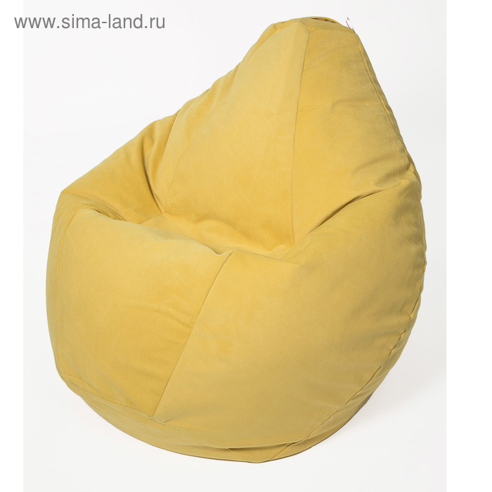 фото Кресло-мешок «груша» средняя, диаметр 75 см, высота 120 см, лимонный, велюр wowpuff