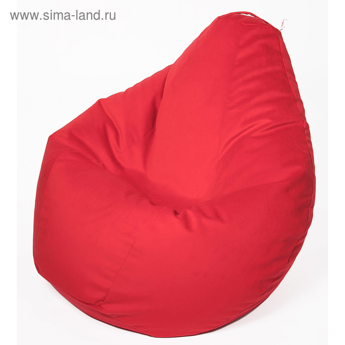 фото Кресло-мешок «груша» средняя, диаметр 75 см, высота 120 см, красный, велюр wowpuff