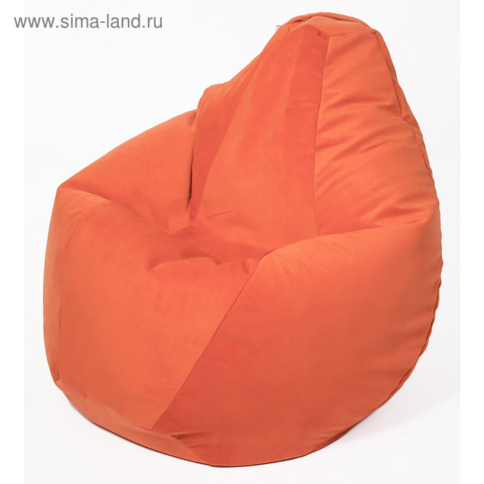 фото Кресло-мешок «груша» большая, диаметр 90 см, высота 135 см, оранжевый, велюр wowpuff