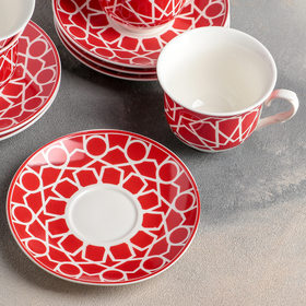 

Сервиз чайный Доляна «Пегас», 12 предметов: 6 чашек 220 мл, 6 блюдец 14 см, цвет красный