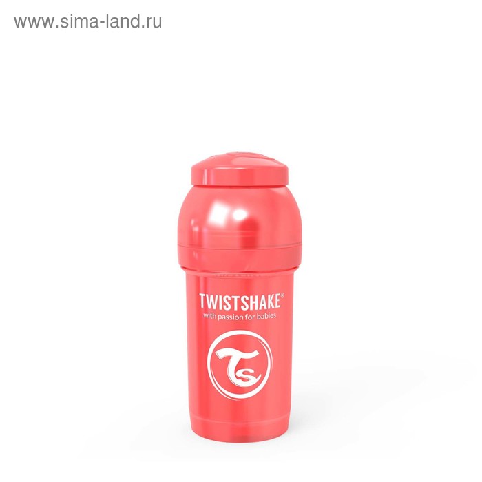 Антиколиковая бутылочка для кормления Twistshake, цвет жемчужный красный, 180 мл