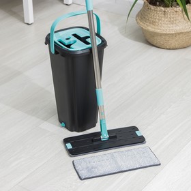 

Набор для уборки: ведро с отсеками для полоскания и отжима 9,5 л, швабра плоская, запасная насадка из микрофибры