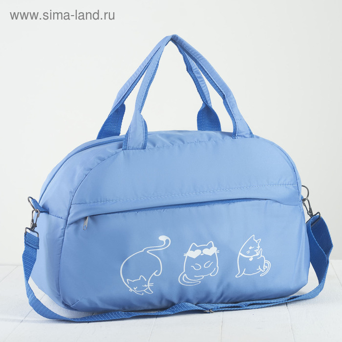 фото Сумка спортивная, отдел на молнии, наружный карман, длинный ремень, цвет голубой