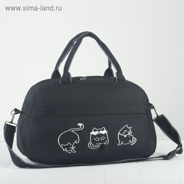 фото Сумка спортивная, отдел на молнии, наружный карман, длинный ремень, цвет чёрный