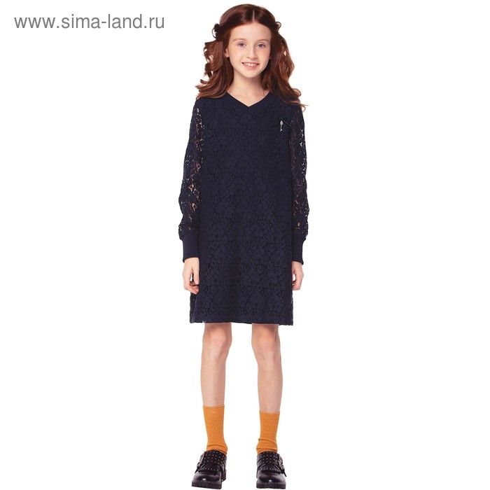 Платье для девочек, рост 140 см, цвет синий