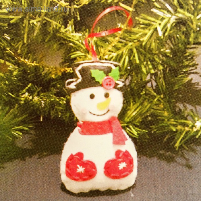 фото Набор для создания подвесной ёлочной игрушки из фетра «снеговик в варежках» школа талантов