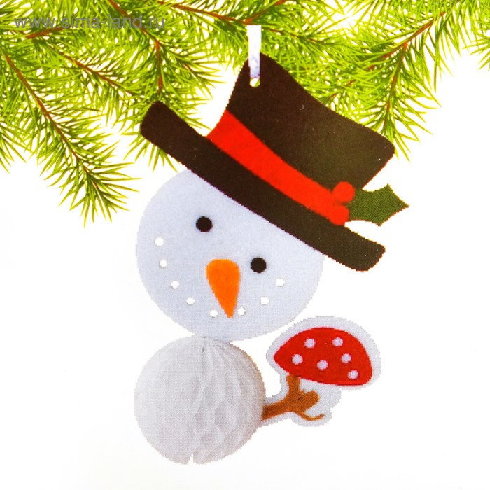 Набор для создания подвесной ёлочной игрушки из фетра и бумаги гофре «Снеговик в шляпе» набор для создания подвесной ёлочной игрушки из фетра дед мороз и звезда