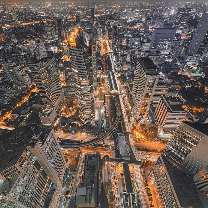 Фотообои на флизелиновой основе Flizelini 1048-3F Ночной город с высоты 2,7х2,7 м