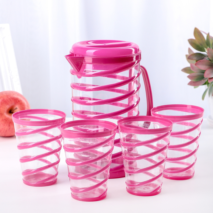 Набор питьевой "Конфетти", 5 предметов: кувшин 1,5 л, 4 стакана 250 мл, 13х11х20 см, цвета МИКС