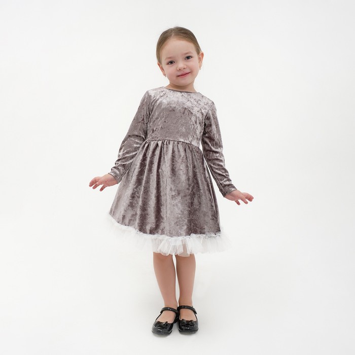 Платье для девочки нарядное KAFTAN «Куколка», цвет серый, рост 122-128, размер 34