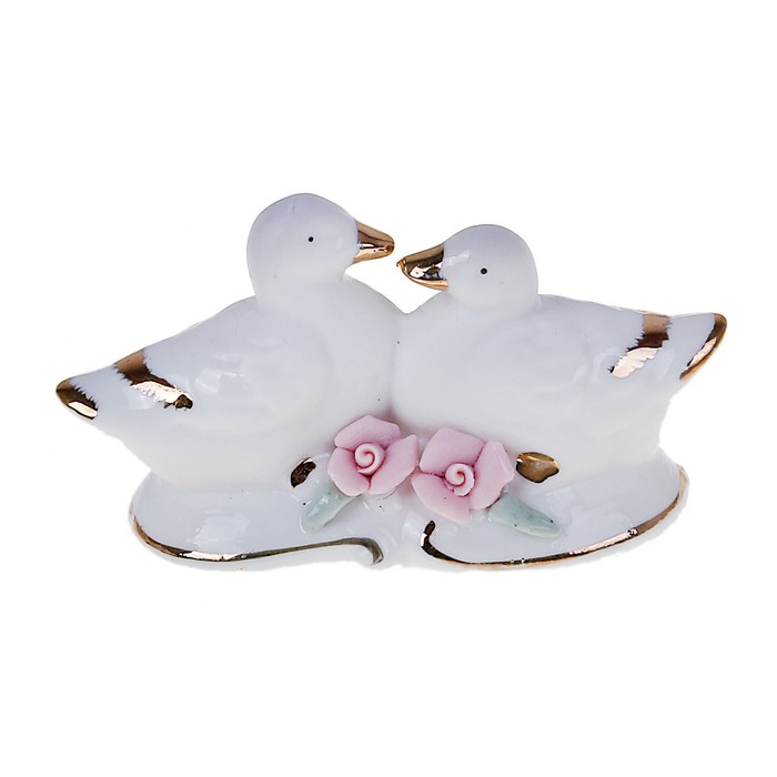 Нэцкэ "2 уточки мандаринки с розочкой"