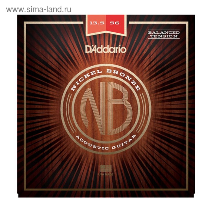 фото Струны для акустической гитары d'addario nb13556bt nickel bronze balanced medium, 13.5-56