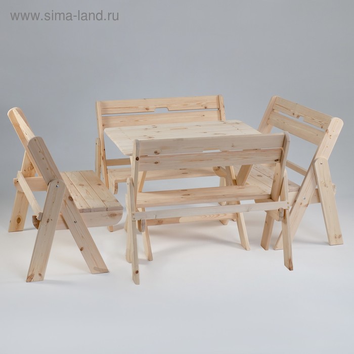 Комплект садовой мебели Душевный: стол 1,2 м, четыре скамейки комплект садовой мебели душевный стол 1 5 м четыре лавки