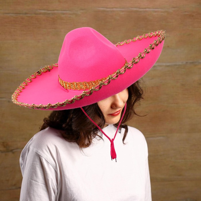 фото Карнавальная шляпа «сомбреро», цвет розовый страна карнавалия