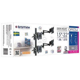 Кронштейн Kromax OFFICE-4, для 4-х мониторов, наклонно-поворотный, 15"-32",до 4х8 кг,черный от Сима-ленд