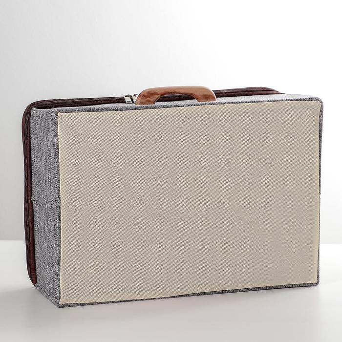 Короб для хранения на молнии «Рон», 42×29×14 см, цвет серый