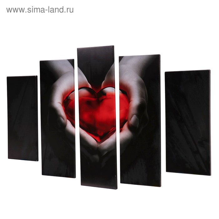 фото Модульная картина "красное сердце" (2-23х52; 2-24х70; 1-24х80) 120х80см постер-лайн