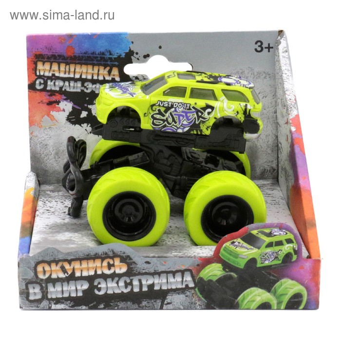 Машинка с краш-эффектом Funky Toys 4х4,пул бэк, цвет зелёный