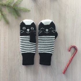 

Варежки женские, цвет чёрный, размер 18