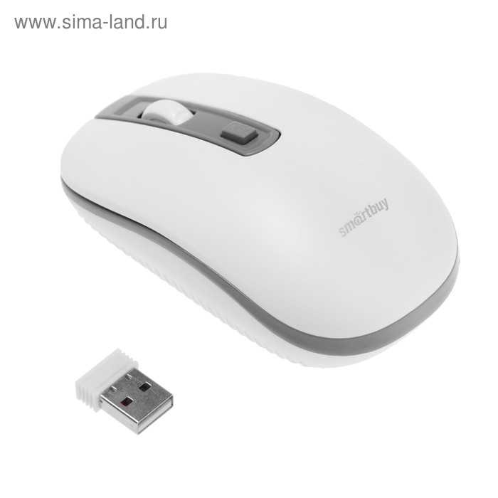Мышь Smartbuy ONE 359G, беспроводная, оптическая, 1600 dpi, USB, 1xAA, бело-серая мышь smartbuy one 359g беспроводная оптическая 1600 dpi usb 1xaa бело серая
