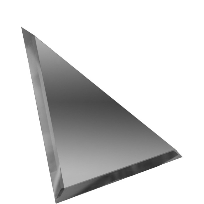 Треугольная зеркальная графитовая матовая плитка с фацетом 10 мм, 150х150 мм