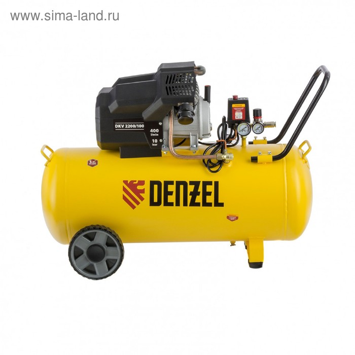 Компрессор воздушный Denzel DKV2200/100 58079, 400 л/мин, 100 л, прямой привод, масляный компрессор denzel dkv2200 100 х pro 2 2квт