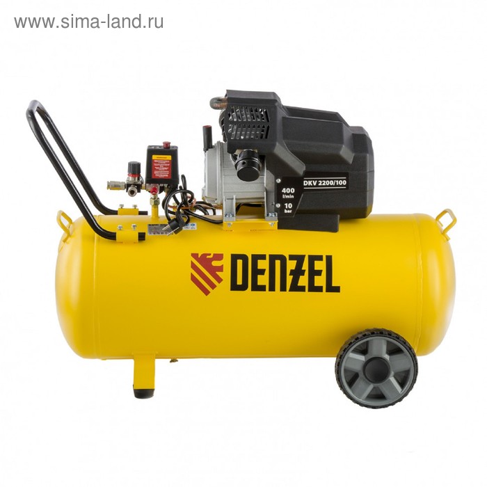 Компрессор воздушный Denzel DKV2200/100 58079, 400 л/мин, 100 л, прямой привод, масляный