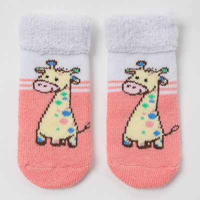 Носки детские махровые «Жираф», цвет светло-персиковый, размер 7-8