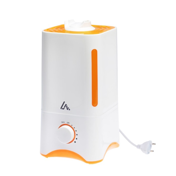 цена Увлажнитель воздуха Luazon LHU-05, ультразвуковой, 25 Вт, 3 л, 30 м2, бело-оранжевый
