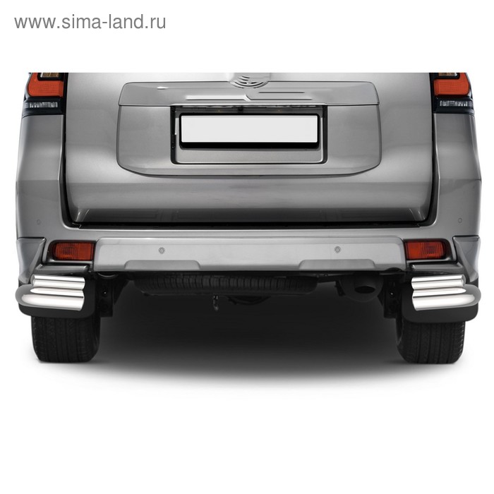 

Защита заднего бампера d76+d42 уголки Rival для Toyota Land Cruiser Prado 150 рестайлинг (Style) 2019-н.в., нерж. сталь, 2 части, R.5723.005