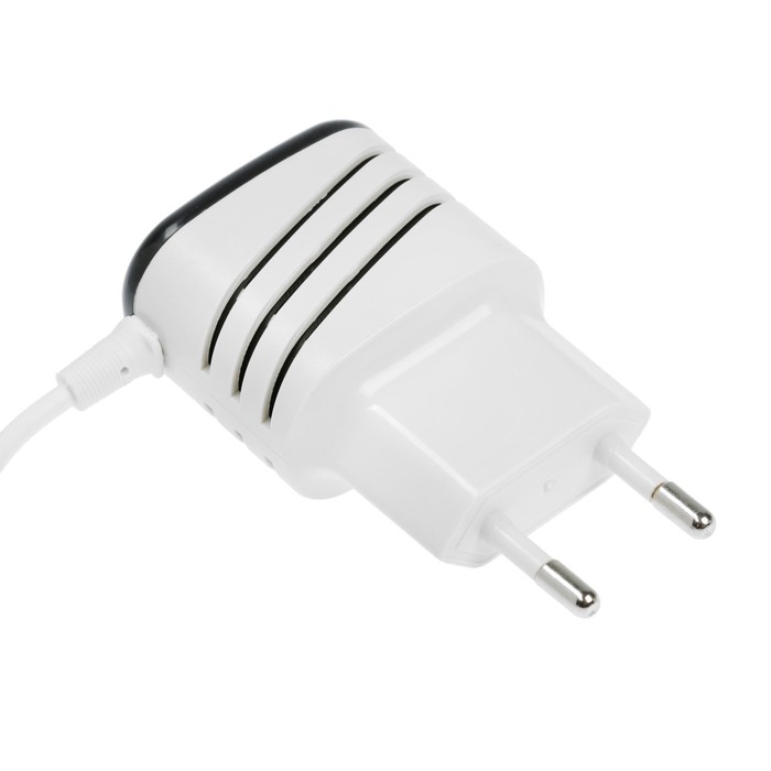 фото Сетевое зарядное устройство luazon lcc-24, 2 usb, microusb, 1 a, 1 м, черно-белое luazon home