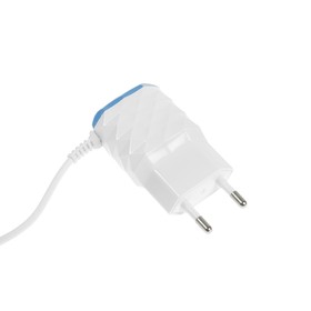 

Сетевое зарядное устройство LuazON LCC-27, 2 USB, 1 A, Lightning 2.1 A, 1 м, бело-синее