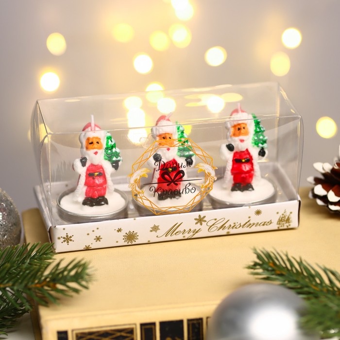 Свеча новогодняя "Дед мороз с ёлкой", 4×6 см, цена за 1 штуку