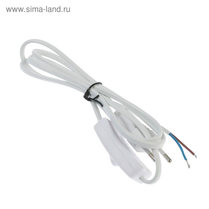 фото Шнур сетевой с выключателем для бра, 1,5 м, шввп 2 х 0.5 мм2, белый luazon lighting