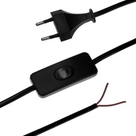 Шнур сетевой с выключателем для бра, 1,5 м, ШВВП 2 х 0.5 мм2, черный Ош