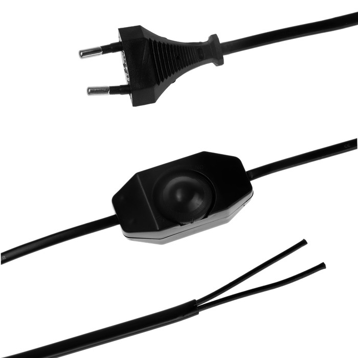 Шнур сетевой с диммером для бра, 100 Вт, 1,5 м, черный шнур сетевой с диммером цвет белый 2 м