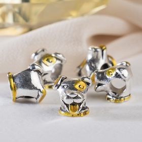 

Талисман "Пёсик" джек-рассел, дружочек, цвет серебряно-золотой