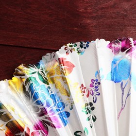 

Веер пластик, текстиль "Цветы голография" МИКС 24 см